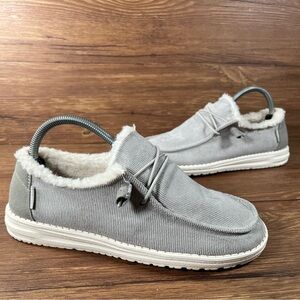 HEY DUDE Wendy Corduroy Gray Slip-On Loafers Sneakers Women’s Size 8 Shoes